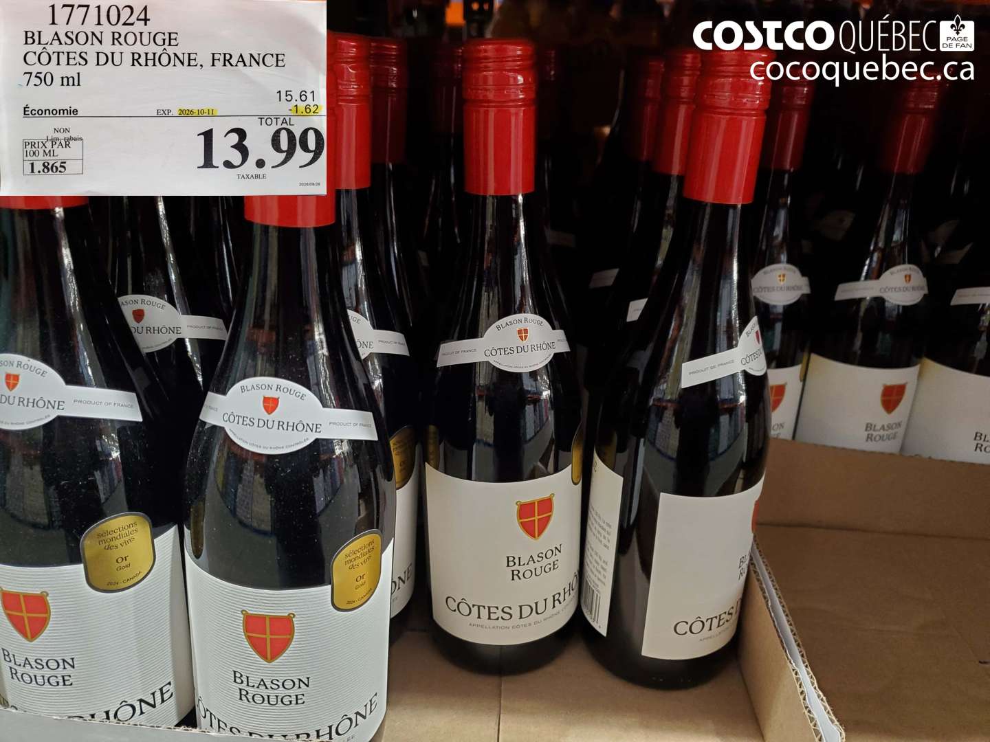 1771024 BLASON ROUGE CÔTES DU RHÔNE, FRANCE ($1.62 INSTANT SAVINGS EXPIRES ON 2026-10-11) $13.99