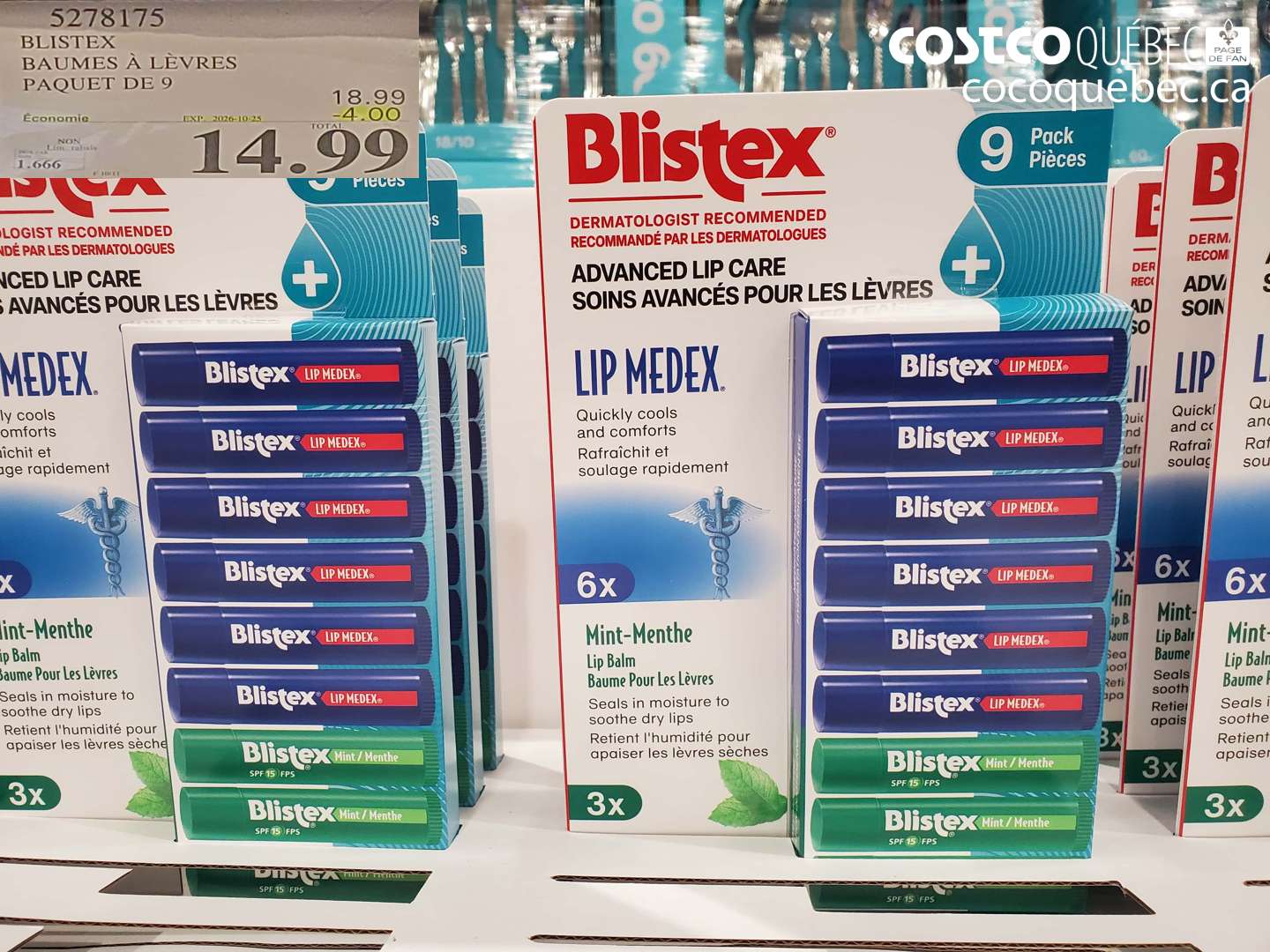 5278175 BLISTEX BAUMES À LÈVRES PAQUET DE 9 ($4.00 INSTANT SAVINGS EXPIRES ON 2026-10-25) $14.99