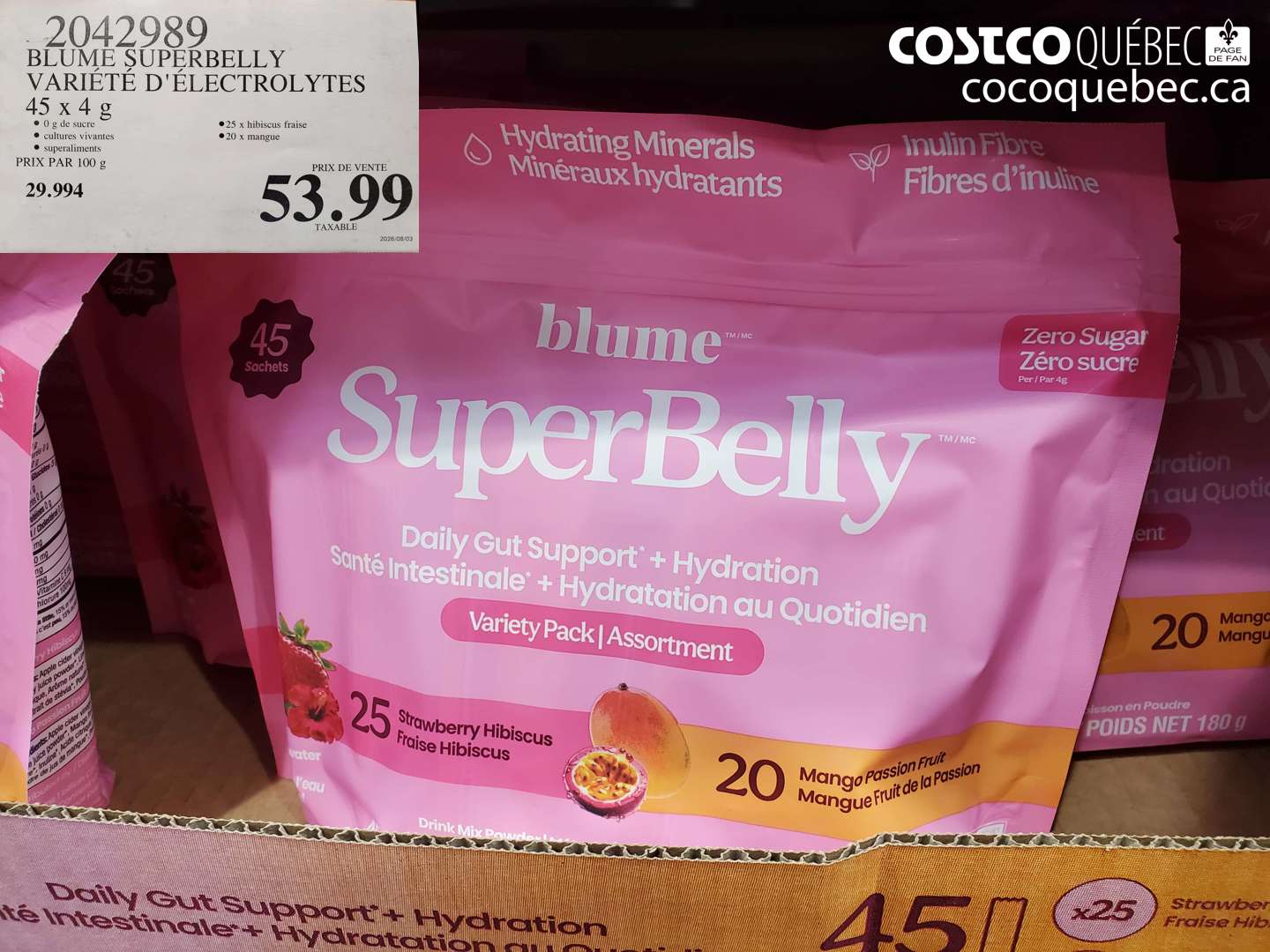 2042989 BLUME SUPERBELLY VARIÉTÉ D'ÉLECTROLYTES 45 X 4 G $53.99