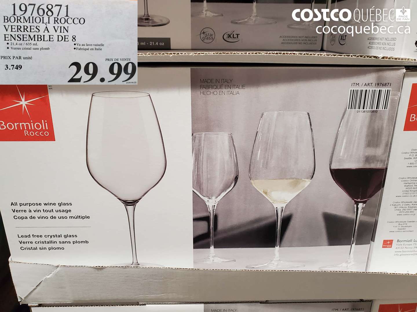1976871 BORMIOLI ROCCO VERRES À VIN ENSEMBLE DE 8 $29.99