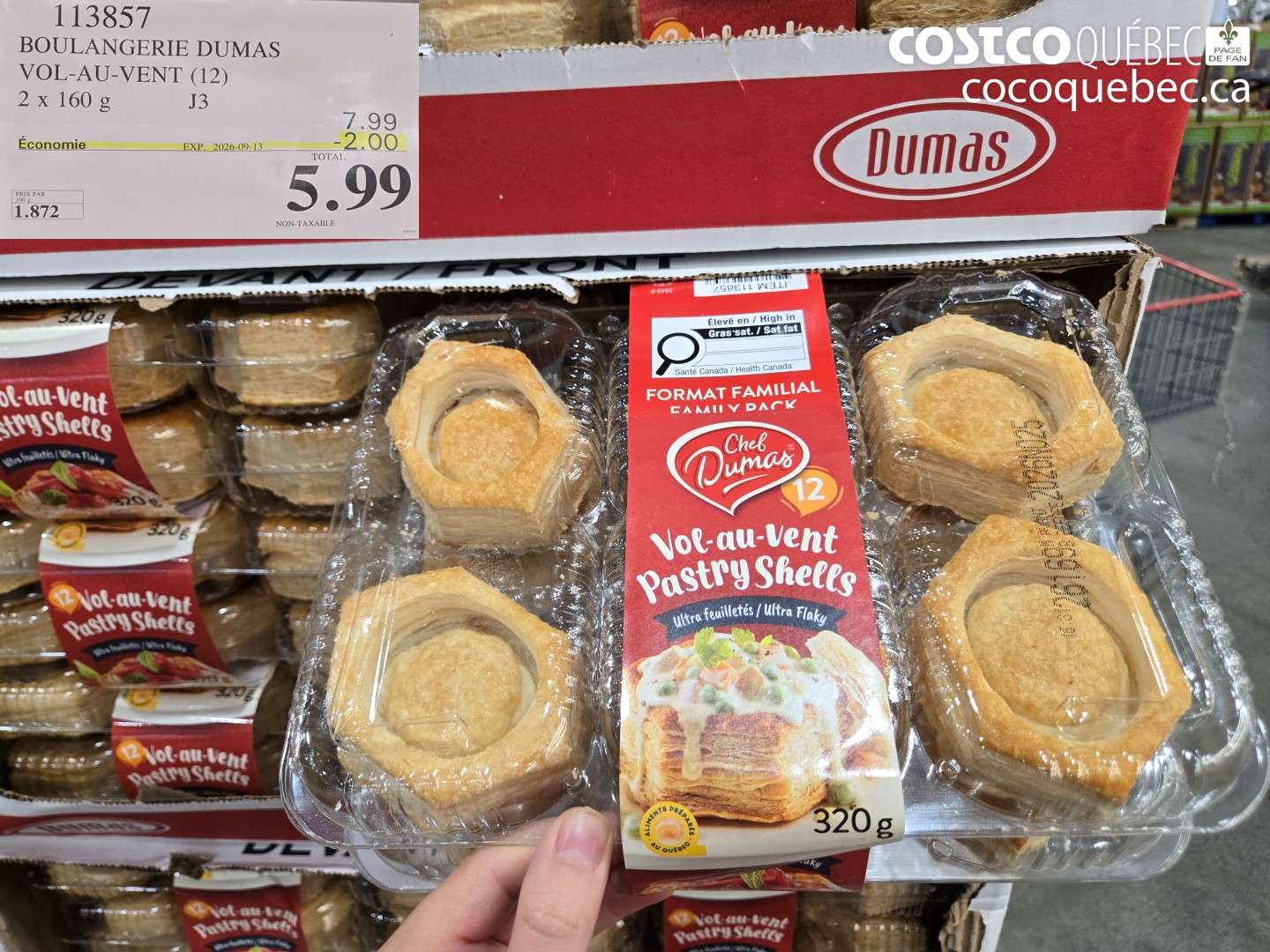 113857 BOULANGERIE DUMAS VOL-AU-VENT (12) ($2.00 INSTANT SAVINGS EXPIRES ON 2026-09-13) $5.99