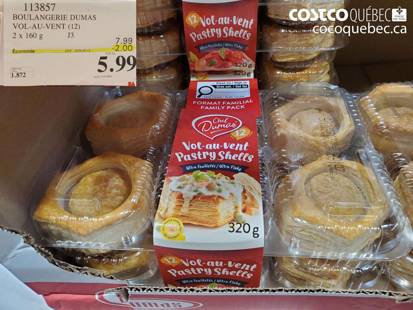 113857 BOULANGERIE DUMAS VOL-AU-VENT (12) ($2.00 INSTANT SAVINGS EXPIRES ON 2026-09-13) $5.99