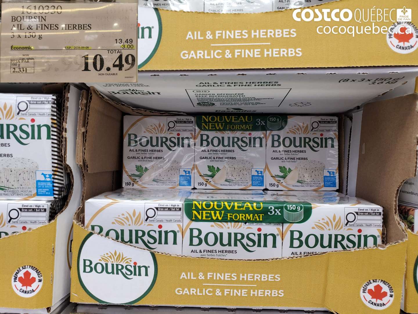 1610330 BOURSIN AIL & FINES HERBES 3 X 150 G ($3.00 INSTANT SAVINGS EXPIRES ON 2026-09-09) $10.49