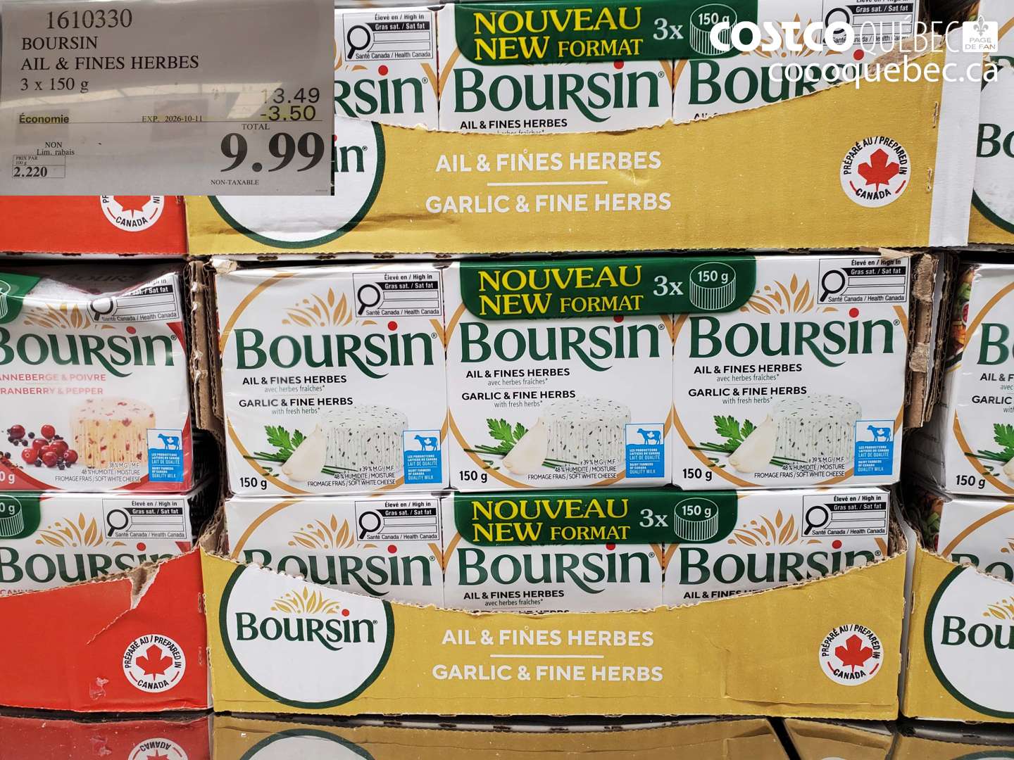 1610330 BOURSIN AIL & FINES HERBES 3 X 150 G ($3.50 INSTANT SAVINGS EXPIRES ON 2026-10-11) $9.99