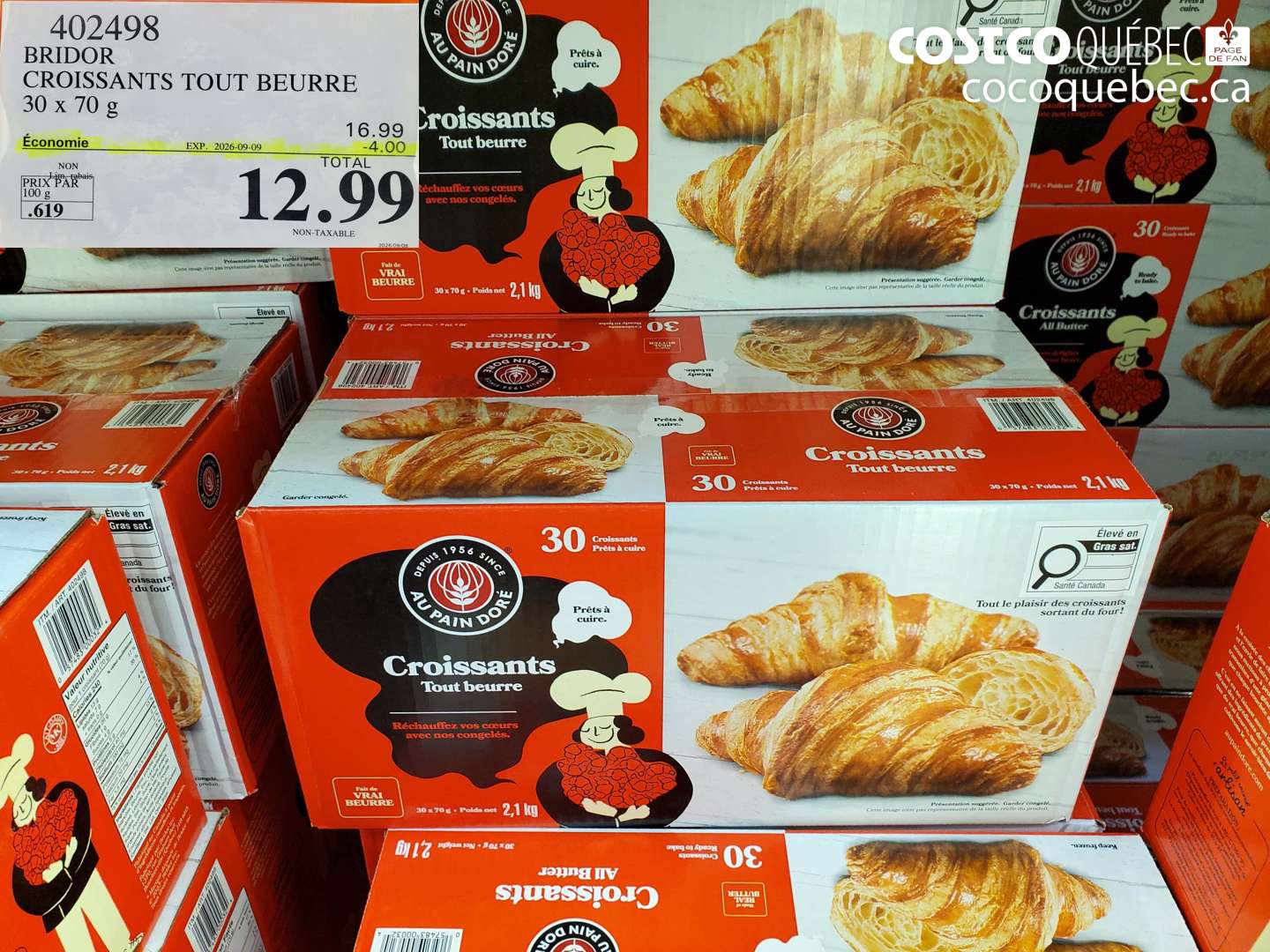 402498 BRIDOR CROISSANTS TOUT BEURRE 30 X 70 G ($4.00 INSTANT SAVINGS EXPIRES ON 2026-09-09) $12.99