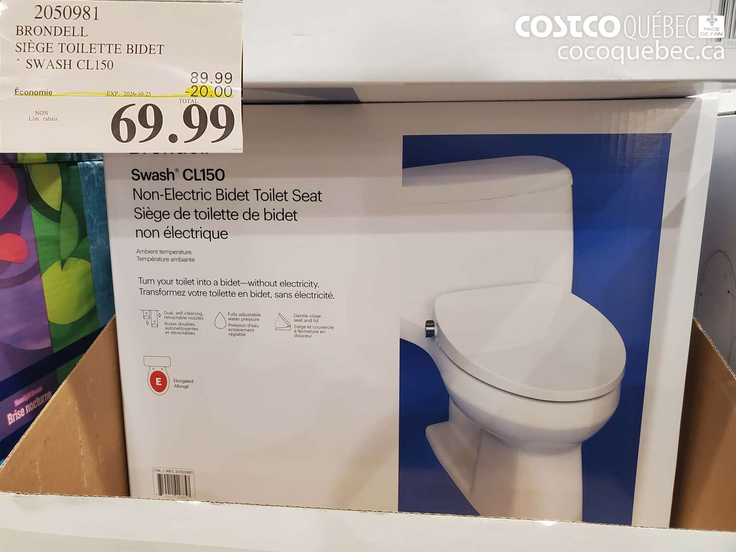 2050981 BRONDELL SIÈGE TOILETTE BIDET ($20.00 INSTANT SAVINGS EXPIRES ON 2026-10-25) $69.99