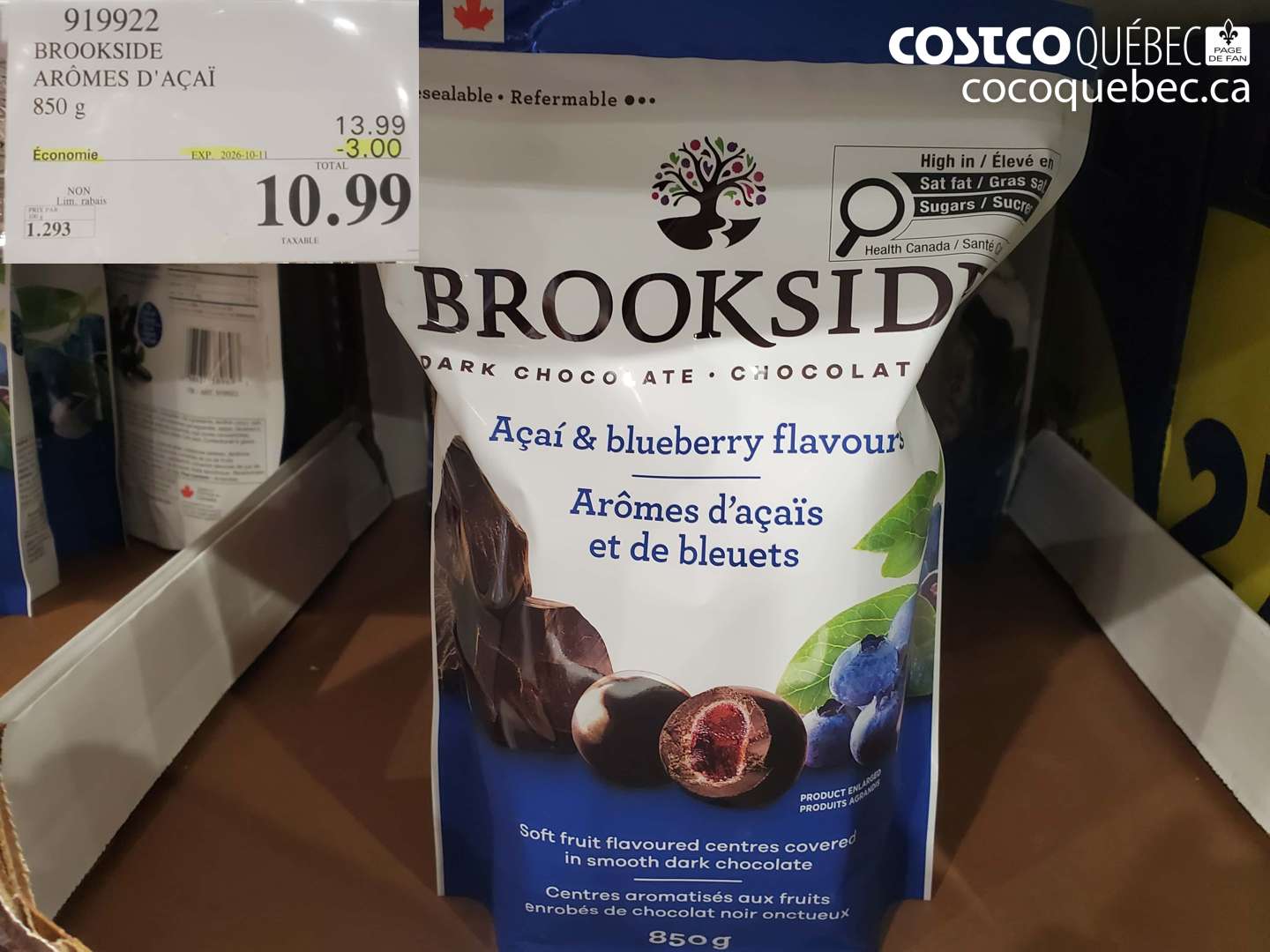 919922 BROOKSIDE ARÔMES D'AÇAÏ ($3.00 INSTANT SAVINGS EXPIRES ON 2026-10-11) $10.99