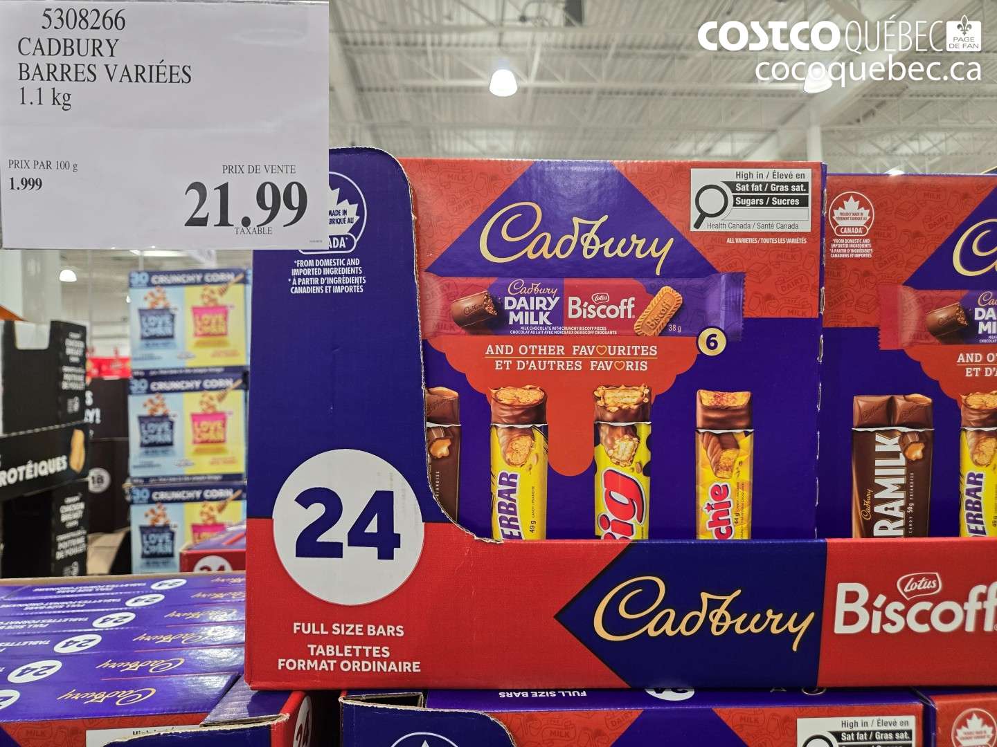 5308266 CADBURY BARRES VARIÉES $21.99