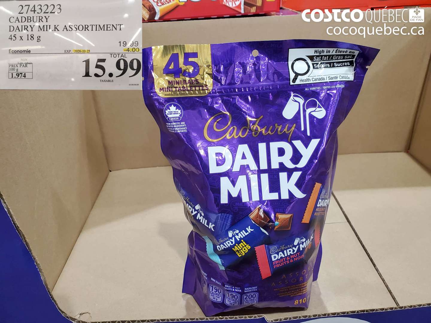 2743223 CADBURY DAIRY MILK ASSORTIMENT ($4.00 INSTANT SAVINGS EXPIRES ON 2026-10-25) $15.99