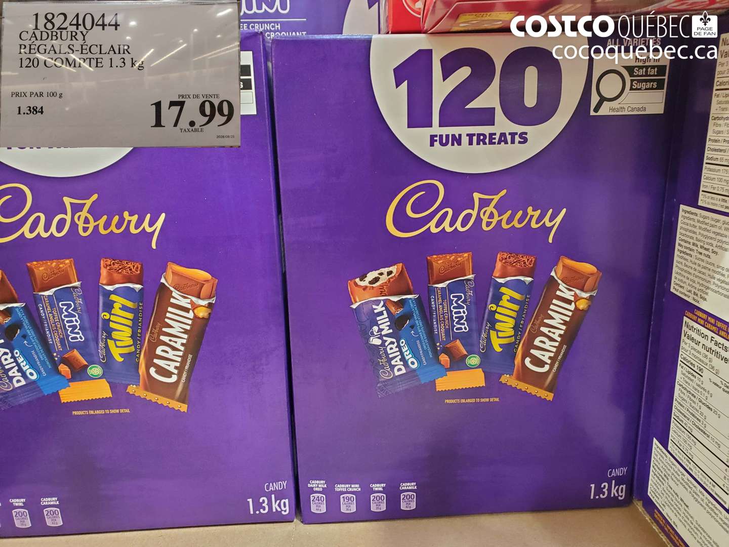 1824044 CADBURY RÉGALS-ÉCLAIR 120 COMPTE 1.3 KG $17.99