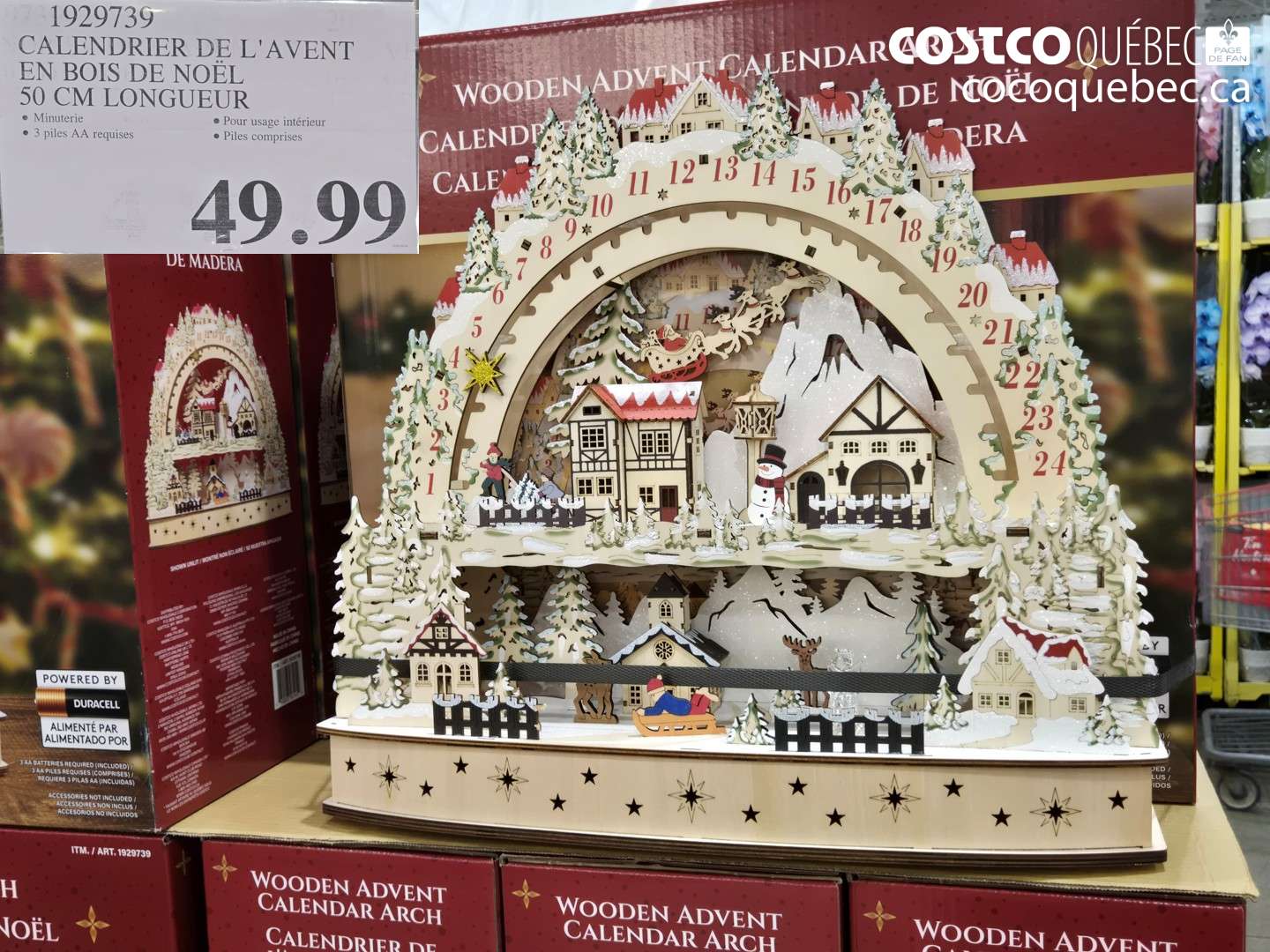 1929739 CALENDRIER DE L'AVENT EN BOIS DE NOËL 50 CM LONGUEUR $49.99