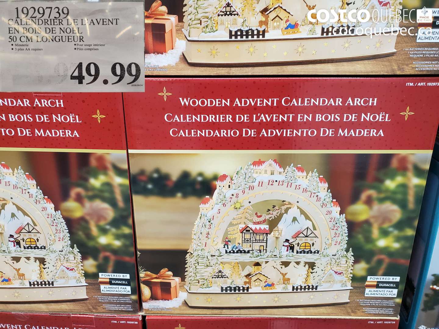 1929739 CALENDRIER DE L'AVENT EN BOIS DE NOEL 50 CM LONGUEUR $49.99
