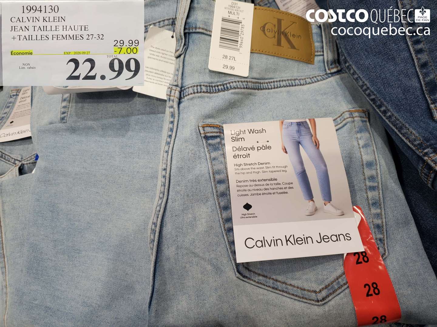 1994130 CALVIN KLEIN JEAN TAILLE HAUTE + TAILLES FEMMES 27-32 ($7.00 INSTANT SAVINGS EXPIRES ON 2026-09-27) $22.99
