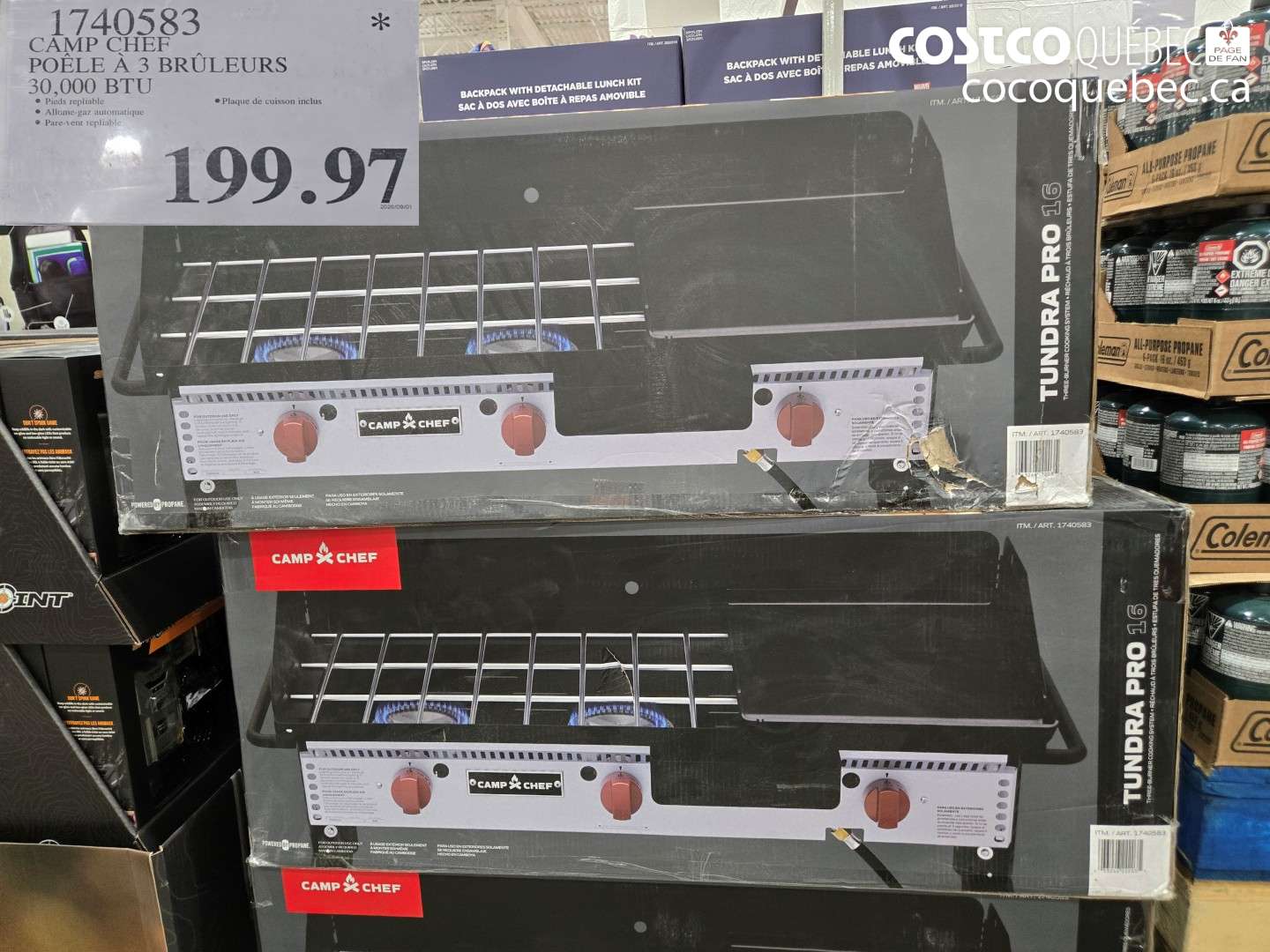 1740583 CAMP CHEF POÊLE À 3 BRÛLEURS 30.000 BTU $199.97