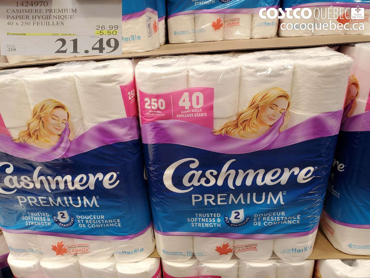 1424970 CASHMERE PREMIUM PAPIER HYGIÉNIQUE ($5.50 INSTANT SAVINGS EXPIRES ON 2026-09-13) $21.49