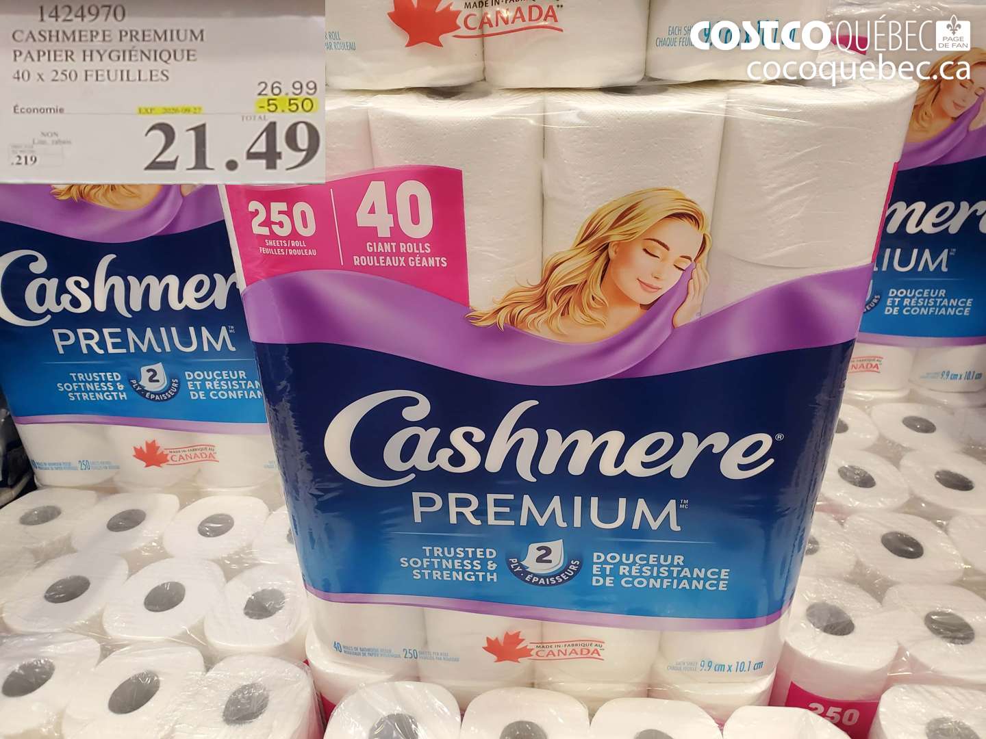 1424970 CASHMERE PREMIUM PAPIER HYGIÉNIQUE ($5.50 INSTANT SAVINGS EXPIRES ON 2026-09-27) $21.49