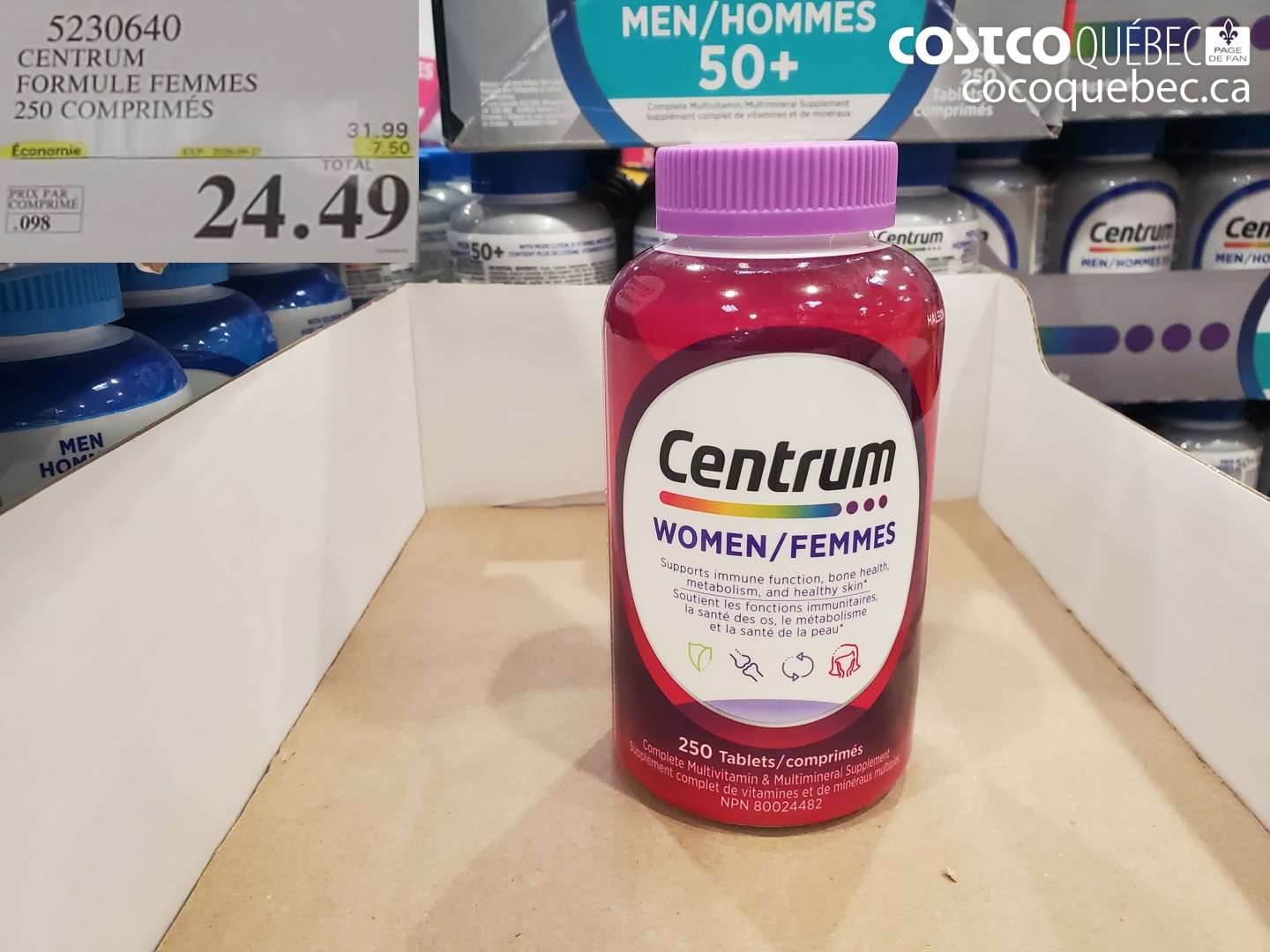 5230640 CENTRUM FORMULE FEMMES 250 COMPRIMÉS ($7.50 INSTANT SAVINGS EXPIRES ON 2026-09-27) $24.49