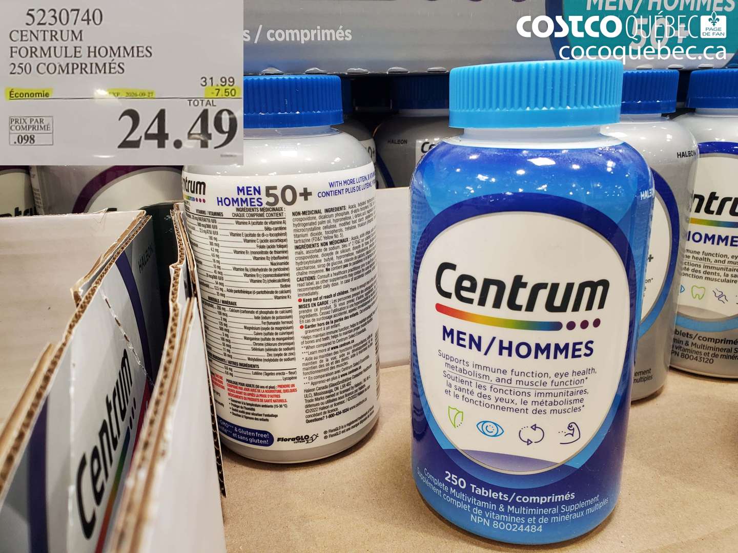 5230740 CENTRUM FORMULE HOMMES 250 COMPRIMÉS ($7.50 INSTANT SAVINGS EXPIRES ON 2026-09-27) $24.49