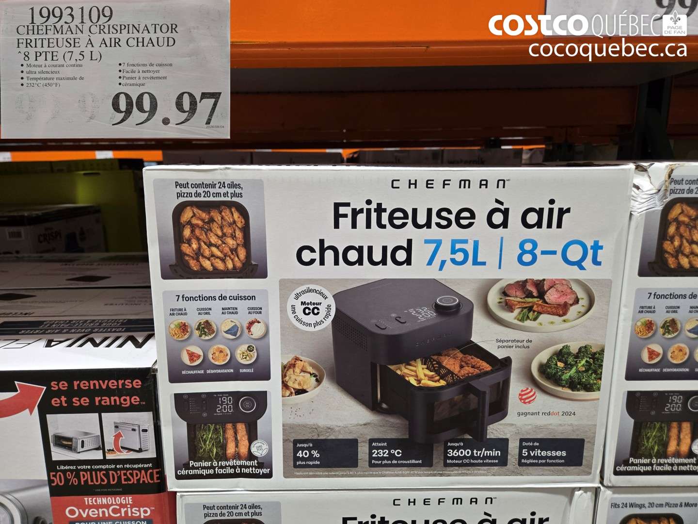 1993109 CHEFMAN CRISPINATOR FRITEUSE À AIR CHAUD 8 PTE (7.5 L) $99.97