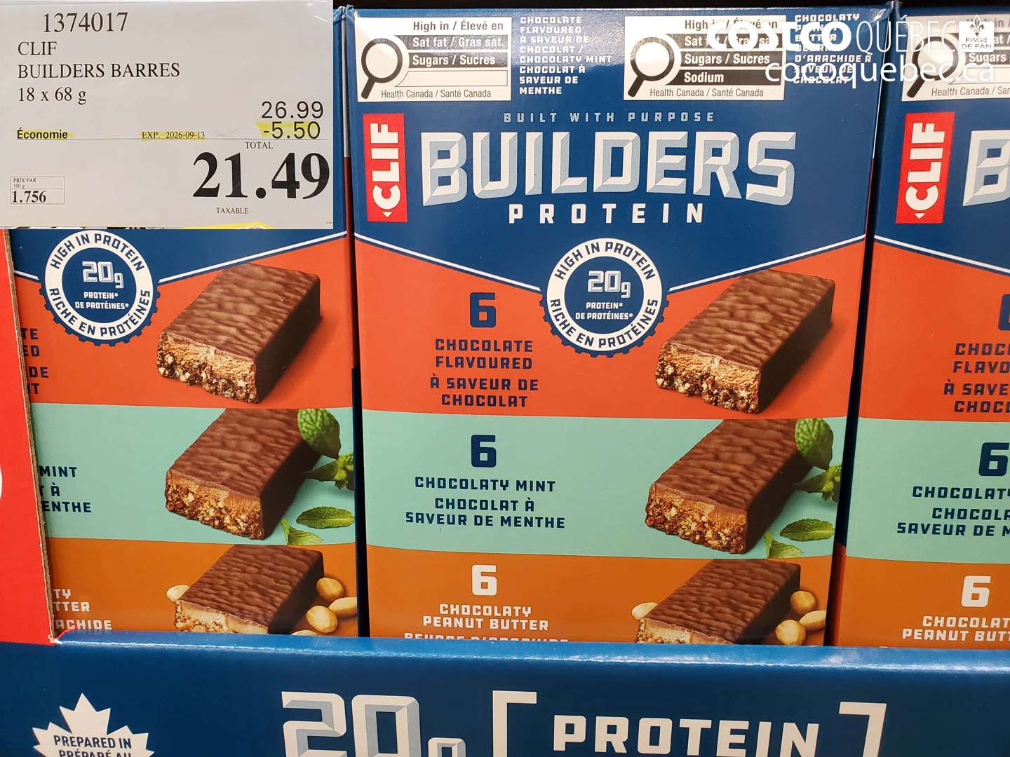 1374017 CLIF BUILDERS BARRES ($5.50 INSTANT SAVINGS EXPIRES ON 2026-09-13) $21.49