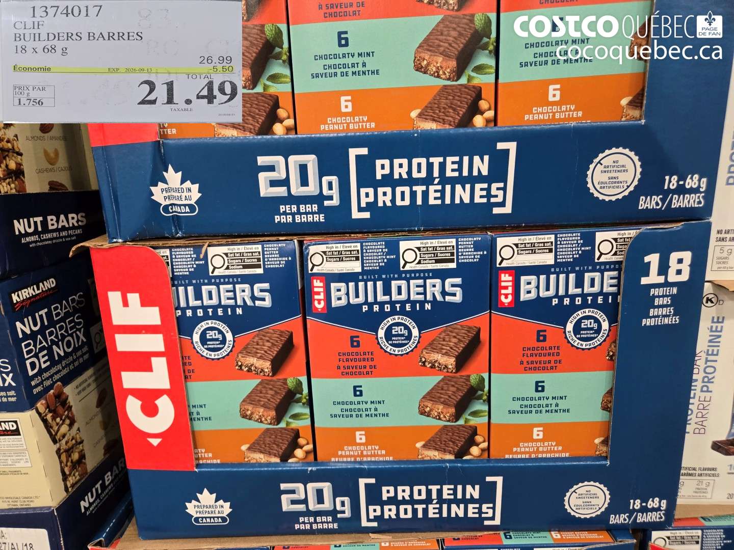 1374017 CLIF BUILDERS BARRES ($5.50 INSTANT SAVINGS EXPIRES ON 2026-09-13) $21.49