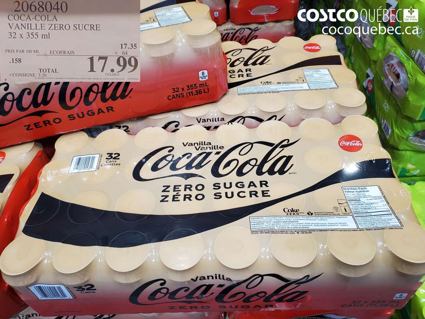 2068040 COCA-COLA VANILLE ZERO SUCRE $17.99