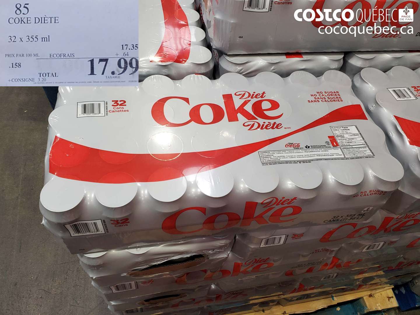 85 COKE DIÈTE $17.99