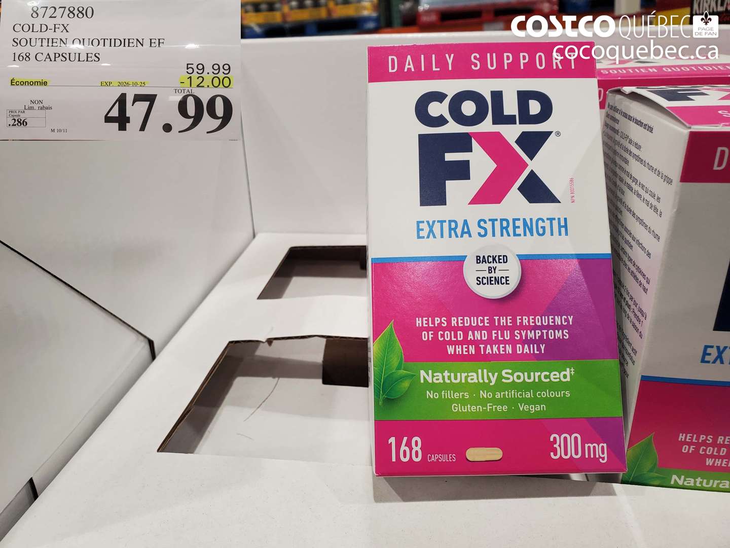8727880 COLD-FX SOUTIEN QUOTIDIEN EF 168 CAPSULES ($12.00 INSTANT SAVINGS EXPIRES ON 2026-10-25) $47.99