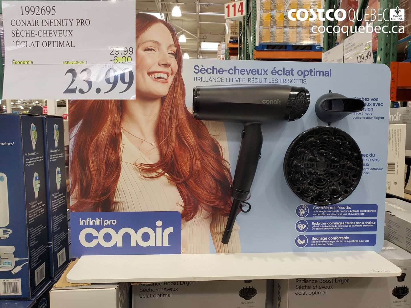 1992695 CONAIR INFINITY PRO SÈCHE-CHEVEUX ÉCLAT OPTIMAL ($6.00 INSTANT SAVINGS EXPIRES ON 2026-09-11) $23.99