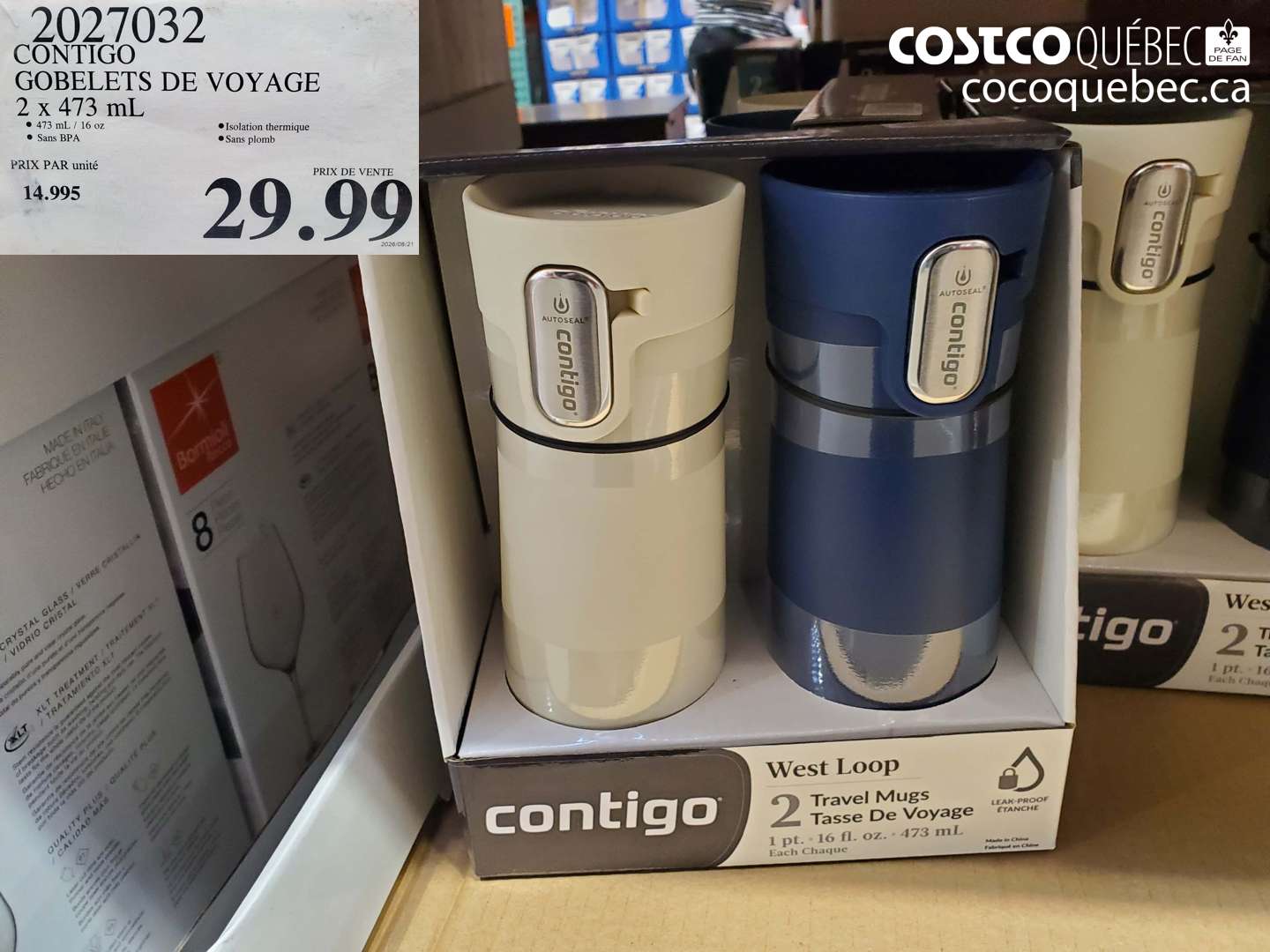 2027032 CONTIGO GOBELETS DE VOYAGE 2 X 473 ML $29.99