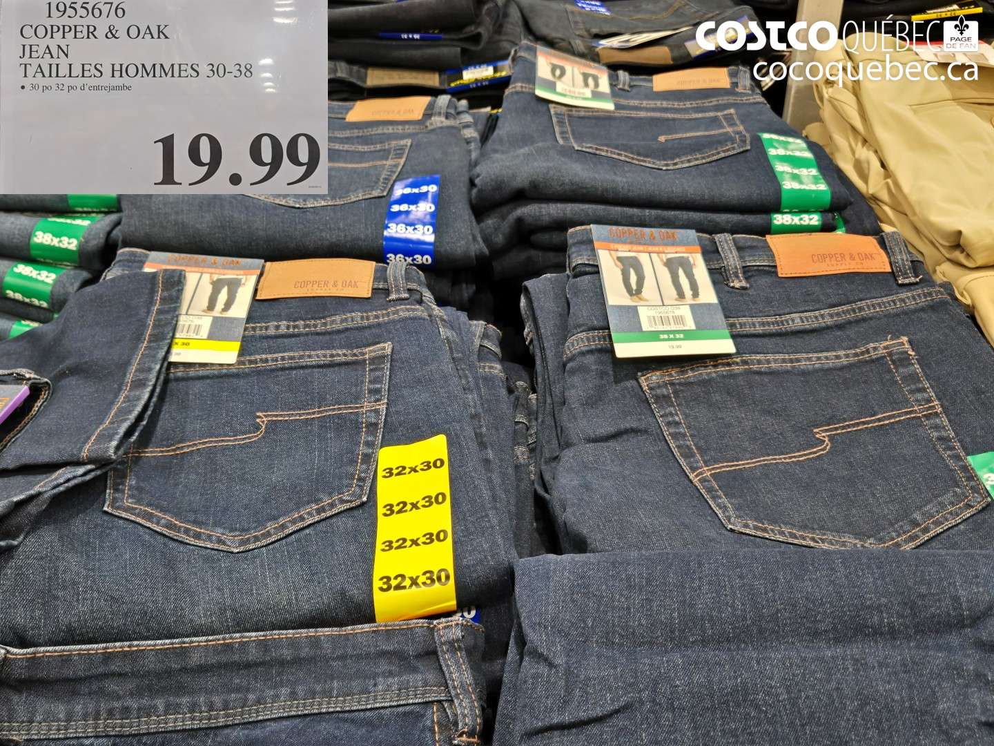 1955676 COPPER & OAK JEAN TAILLES HOMMES 30-38 $19.99
