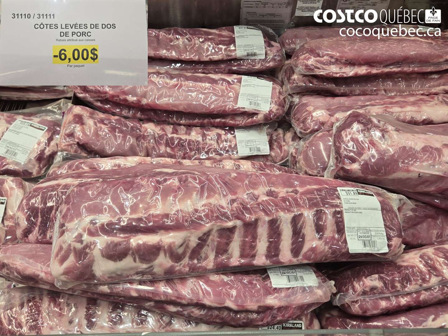 31110 CÔTES LEVÉES DE DOS DE PORC ($6.00 INSTANT SAVINGS)