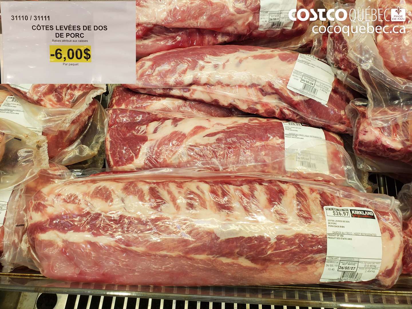 31110 CÔTES LEVÉES DE DOS DE PORC ($6.00 INSTANT SAVINGS)
