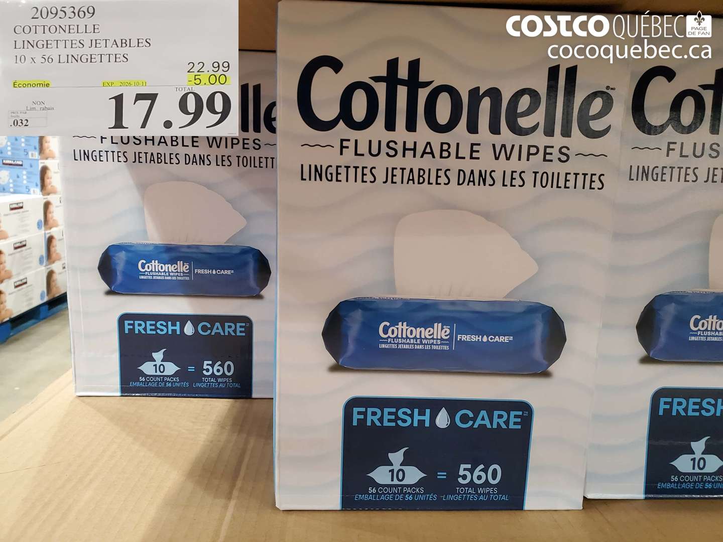 2095369 COTTONELLE LINGETTES JETABLES ($5.00 INSTANT SAVINGS EXPIRES ON 2026-10-11) $17.99