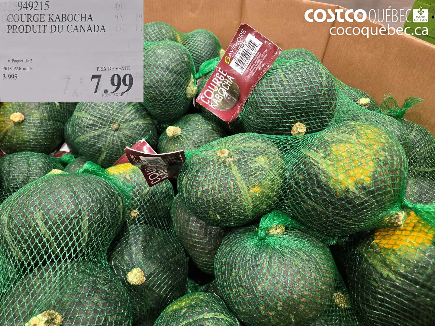 949215 COURGE KABOCHA PRODUIT DU CANADA $7.99