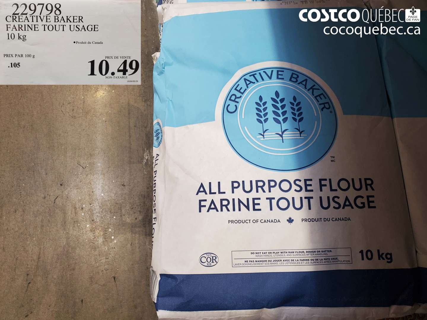 229798 CREATIVE BAKER FARINE TOUT USAGE 10 KG $10.49