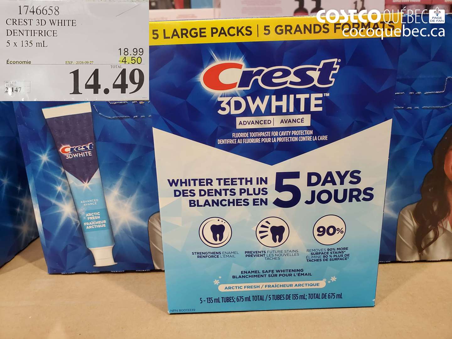 1746658 CREST 3D WHITE DENTIFRICE ($4.50 INSTANT SAVINGS EXPIRES ON 2026-09-27) $14.49