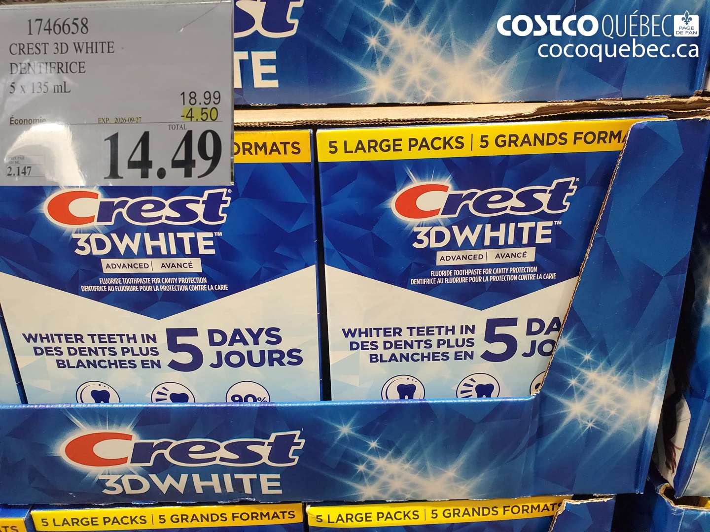 1746658 CREST 3D WHITE DENTIFRICE ($4.50 INSTANT SAVINGS EXPIRES ON 2026-09-27) $14.49