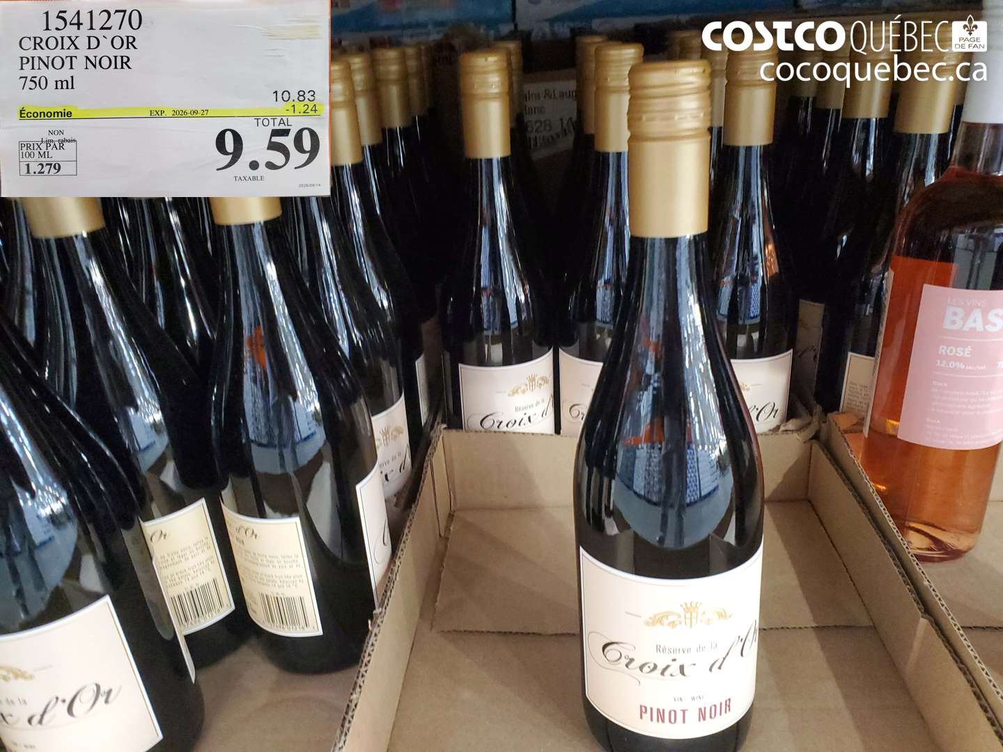 1541270 CROIX D`OR PINOT NOIR 750 ML ($1.24 INSTANT SAVINGS EXPIRES ON 2026-09-27) $9.59