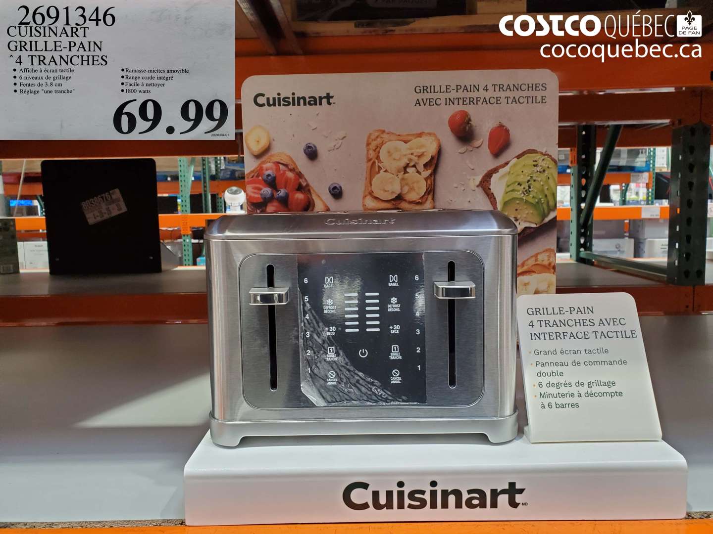 2691346 CUISINART GRILLE-PAIN 4 TRANCHES $69.99