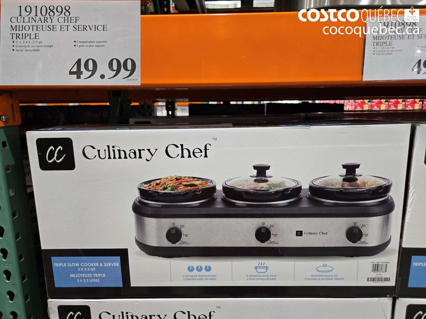 1910898 CULINARY CHEF MIJOTEUSE ET SERVICE TRIPLE $49.99