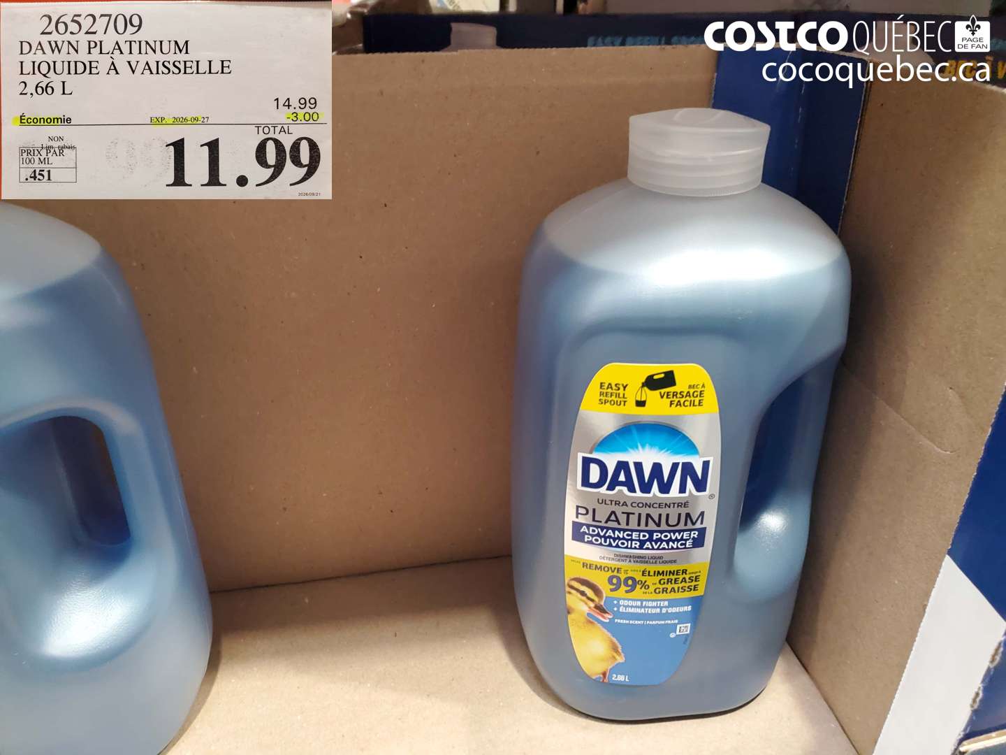 2652709 DAWN PLATINUM LIQUIDE À VAISSELLE 2.66 L ($3.00 INSTANT SAVINGS EXPIRES ON 2026-09-27) $11.99