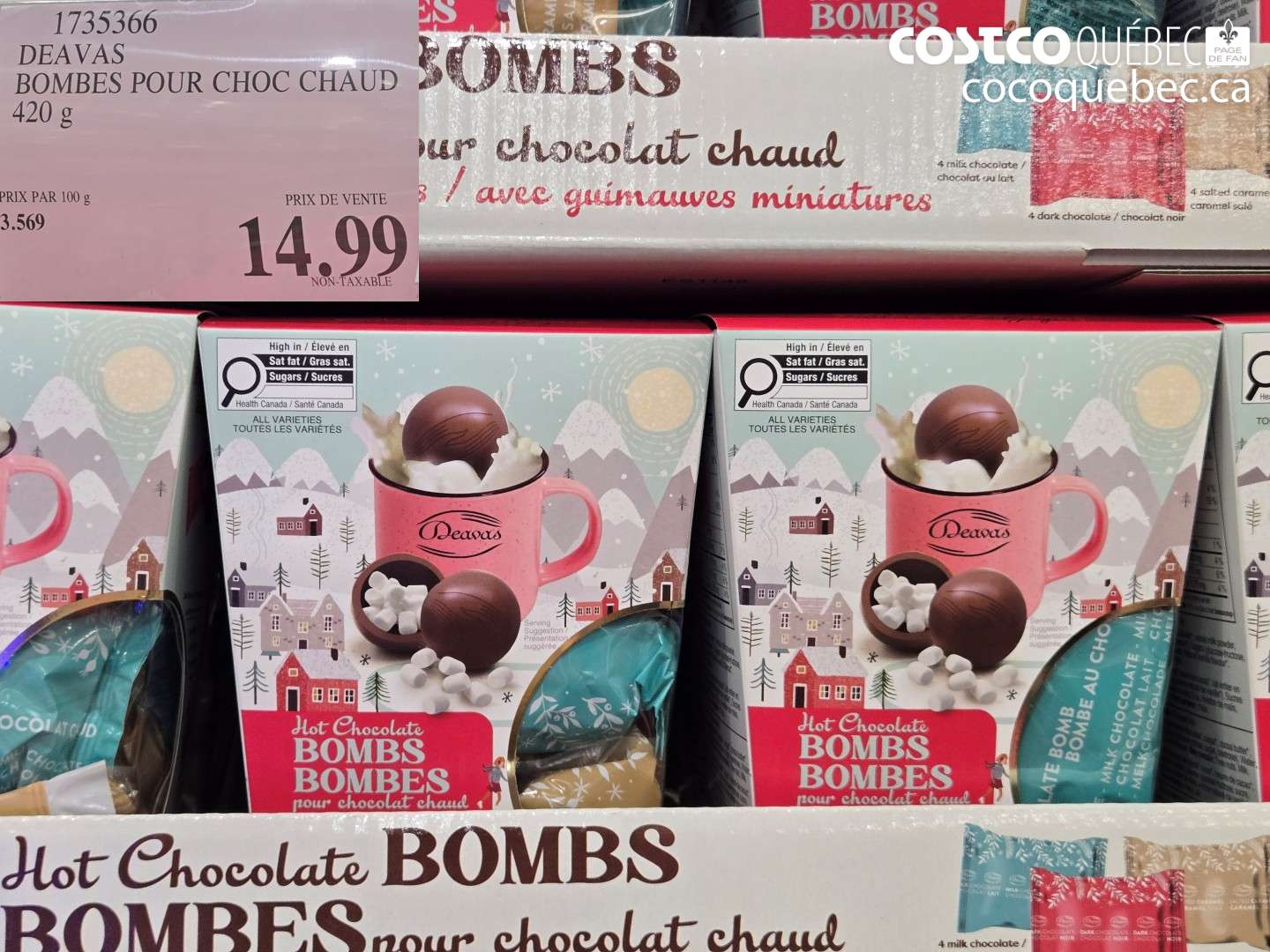 1735366 DEAVAS BOMBES POUR CHOC CHAUD 420 G $14.99