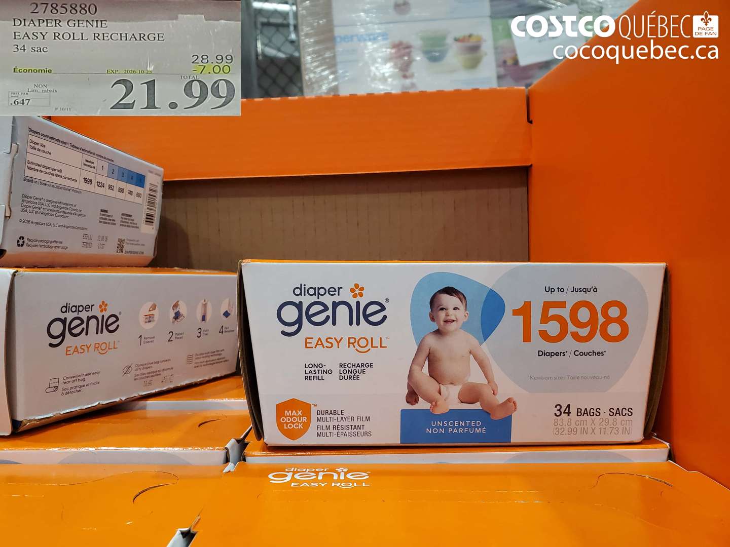 2785880 DIAPER GENIE EASY ROLL RECHARGE ($7.00 INSTANT SAVINGS EXPIRES ON 2026-10-25) $21.99