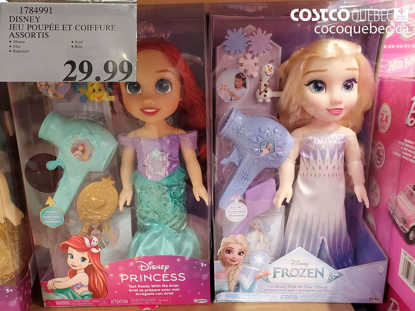 1784991 DISNEY JEU POUPÉE ET COIFFURE ASSORTIS $29.99