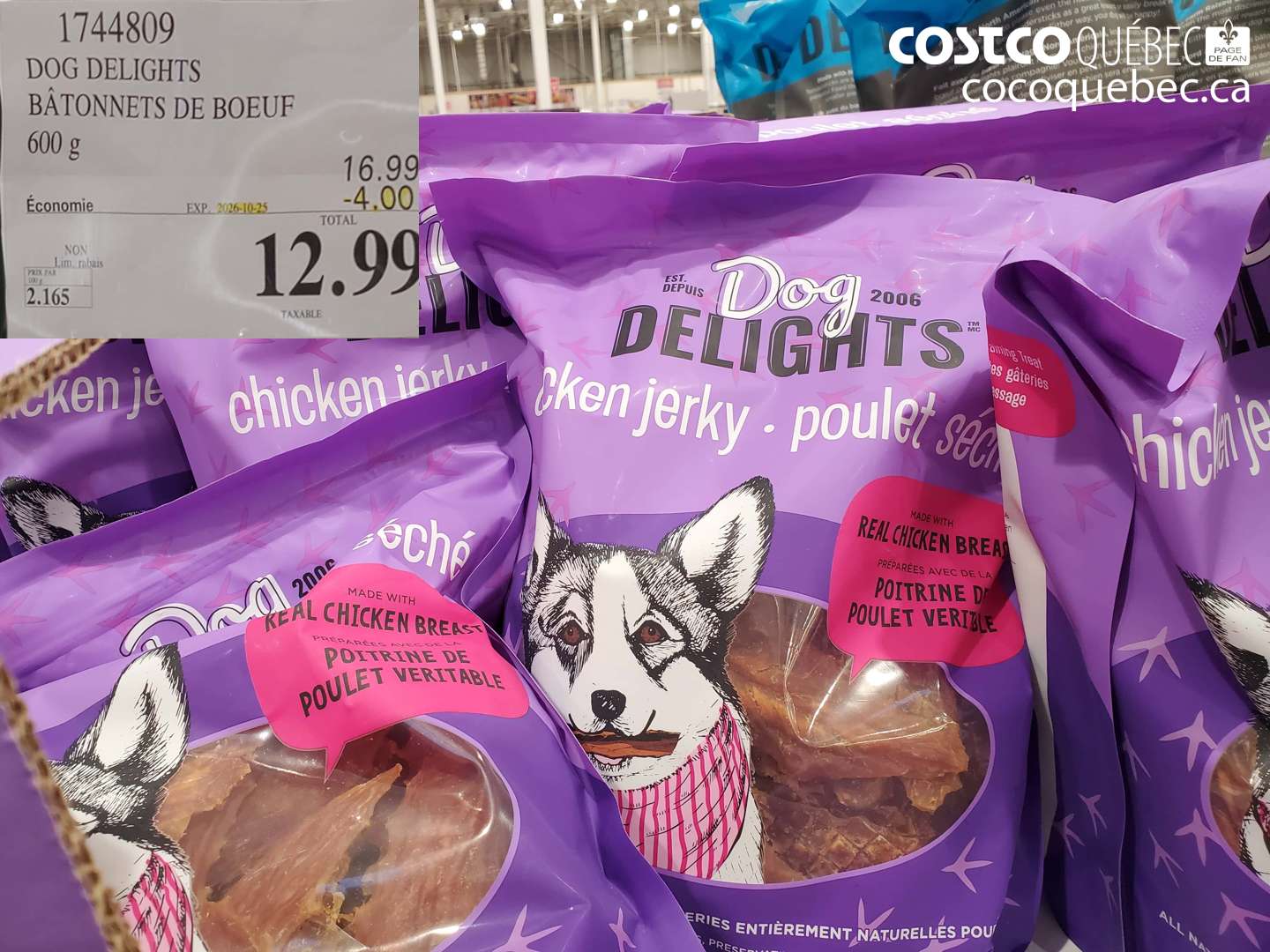 1744809 DOG DELIGHTS BATONNETS DE BOEUF ($4.00 INSTANT SAVINGS EXPIRES ON 2026-10-25) $12.99