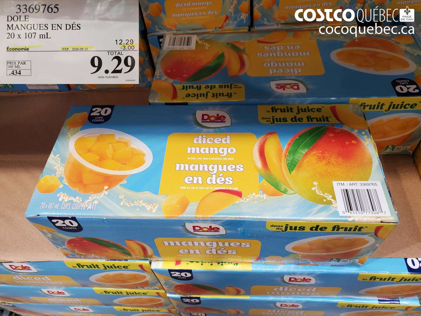 3369765 DOLE MANGUES EN DÉS ($3.00 INSTANT SAVINGS EXPIRES ON 2026-09-13) $9.29