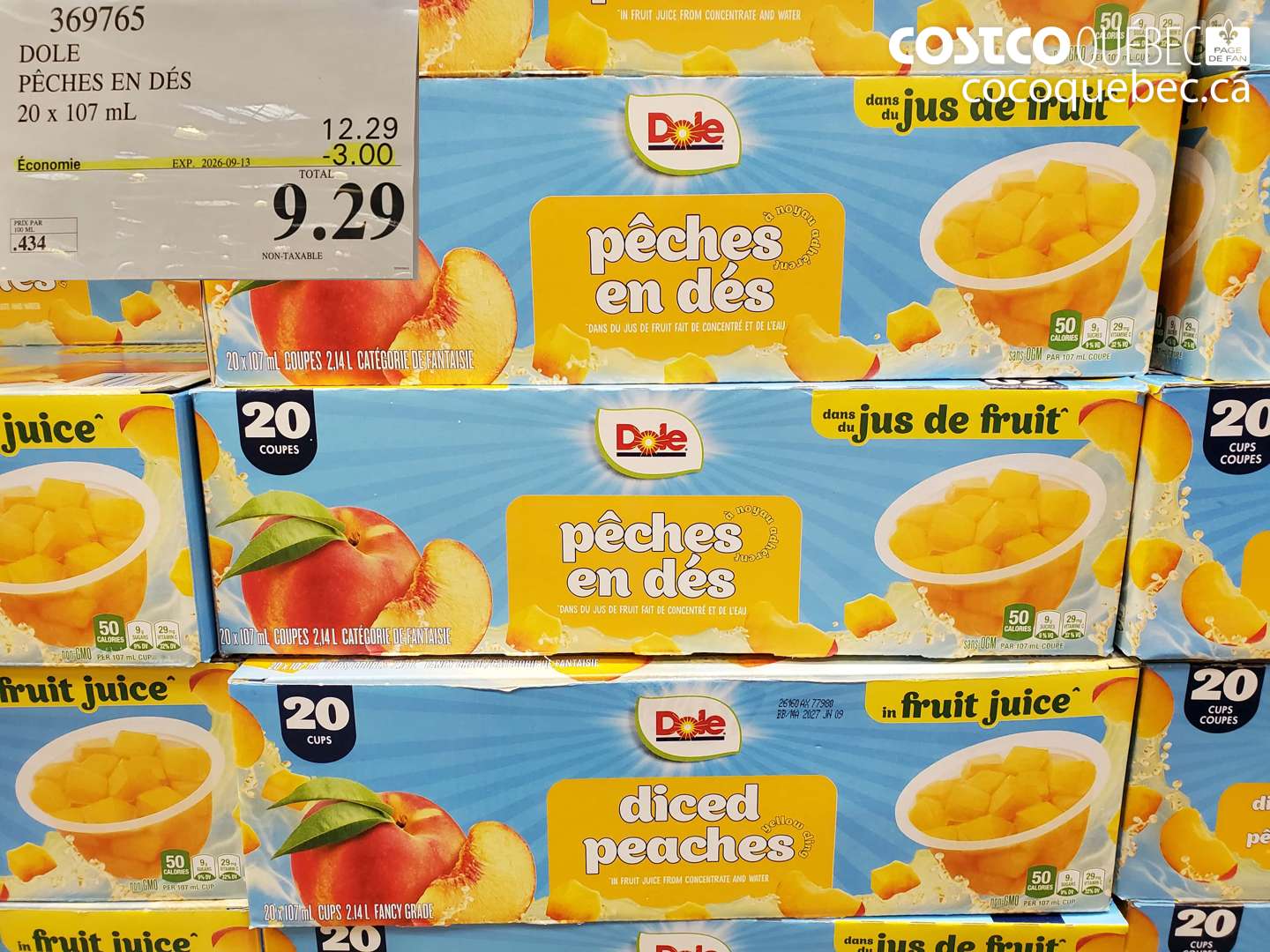369765 DOLE PÊCHES EN DÉS ($3.00 INSTANT SAVINGS EXPIRES ON 2026-09-13) $9.29