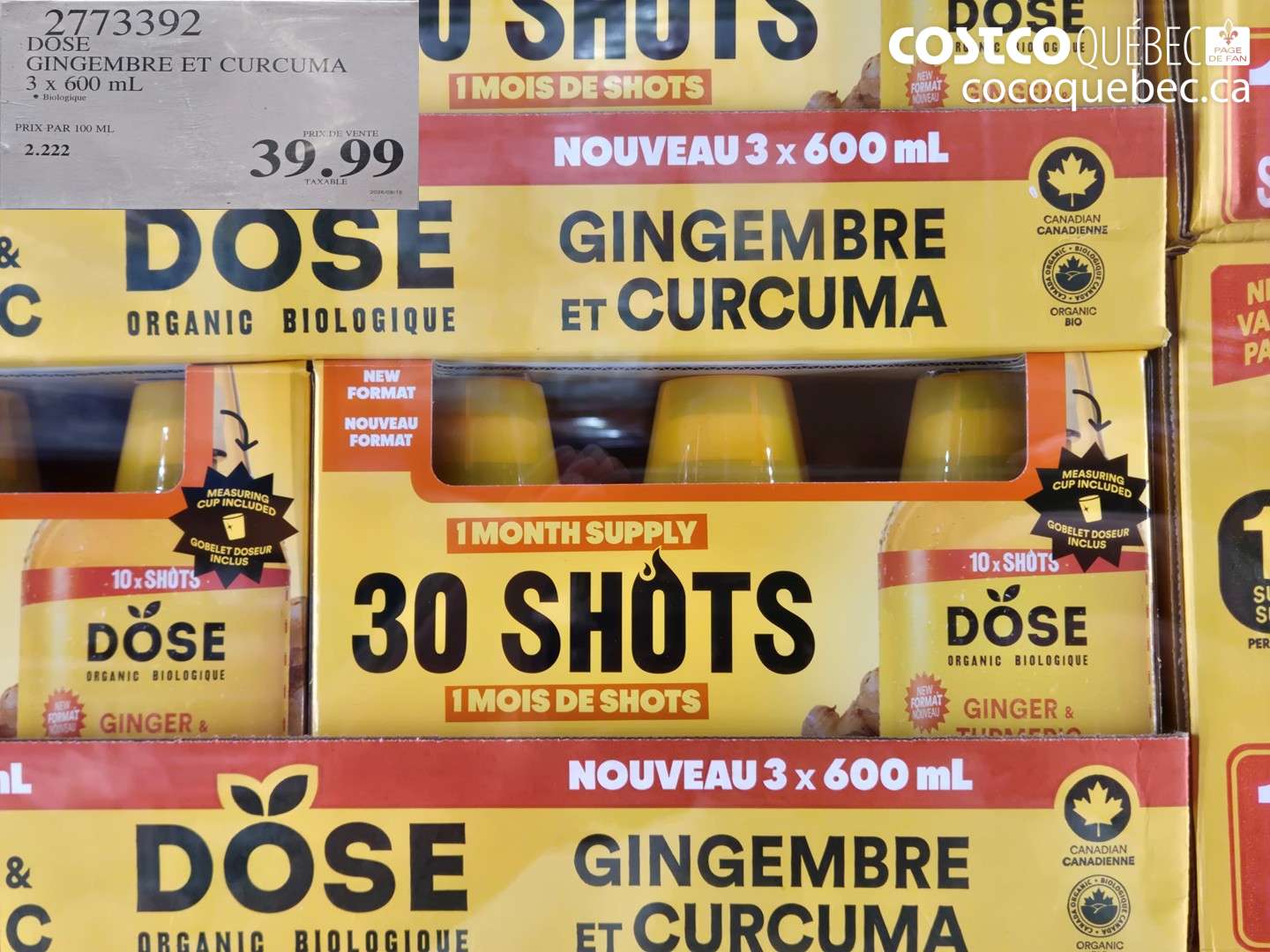 2773392 DOSE GINGEMBRE ET CURCUMA 3 X 600 ML $39.99