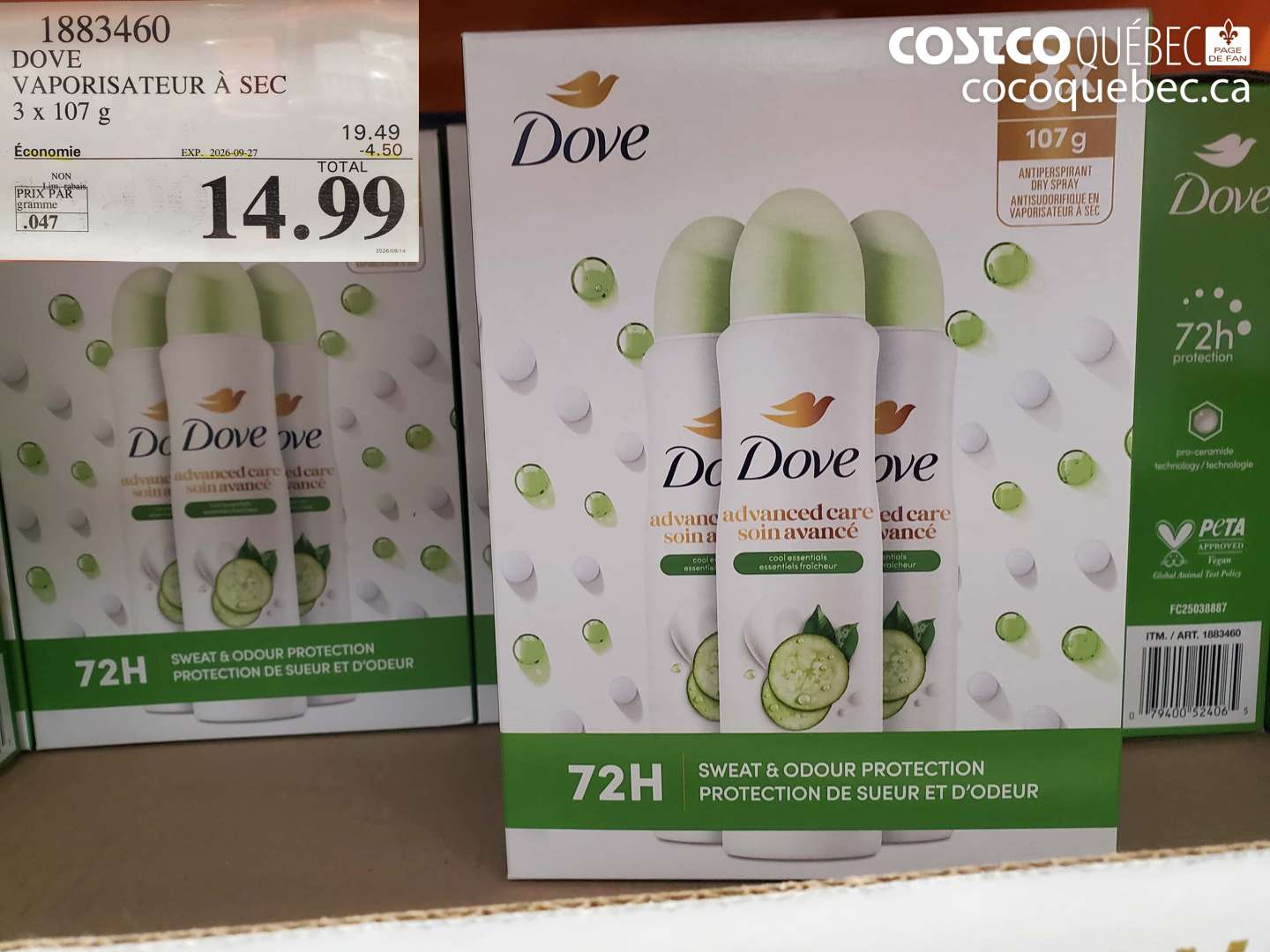 1883460 DOVE VAPORISATEUR À SEC ($4.50 INSTANT SAVINGS EXPIRES ON 2026-09-27) $14.99